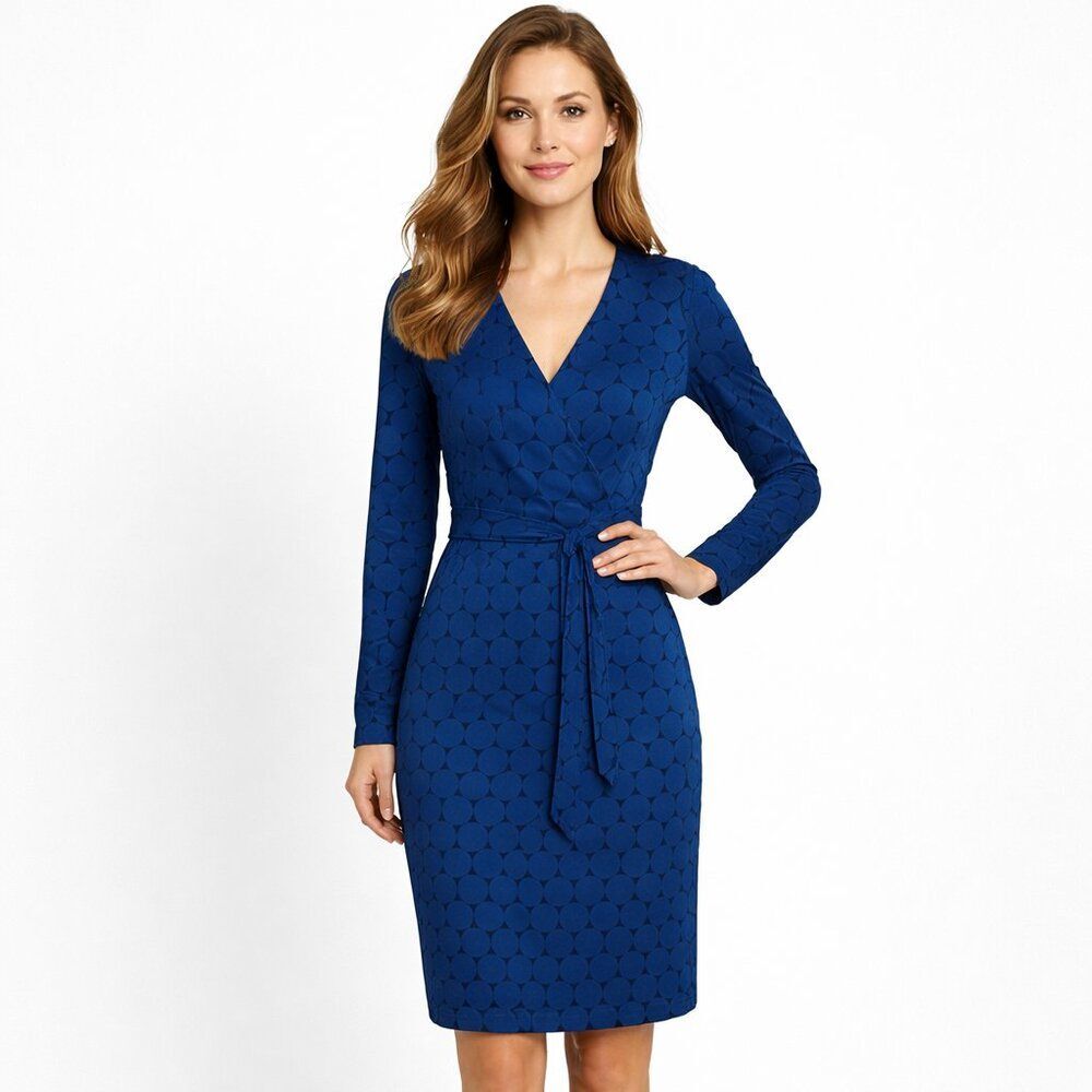 Ann Taylor Wrap Dress Size 6 Blue NWOT Jersey Knit